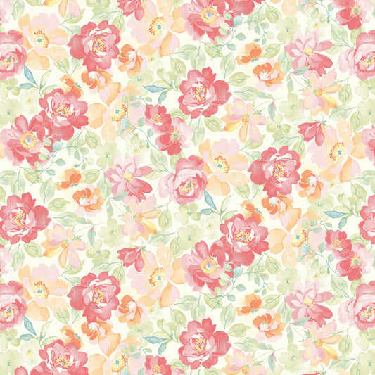 43-44" Wide SWEET BABY ROSE Multi Floral Quilt Fabric by Dover Hill for Benartex - Sold by the Yard
