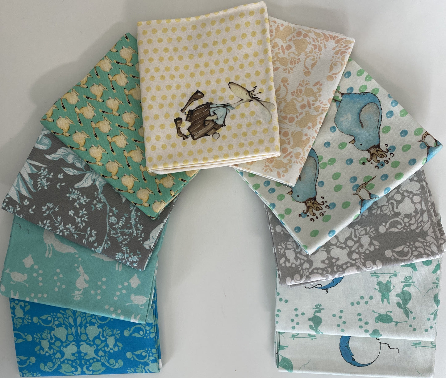 Fabric Fat Quarter Bundle - SWEET BABY (Blue) by RB Studios - 10 Fat Quarters