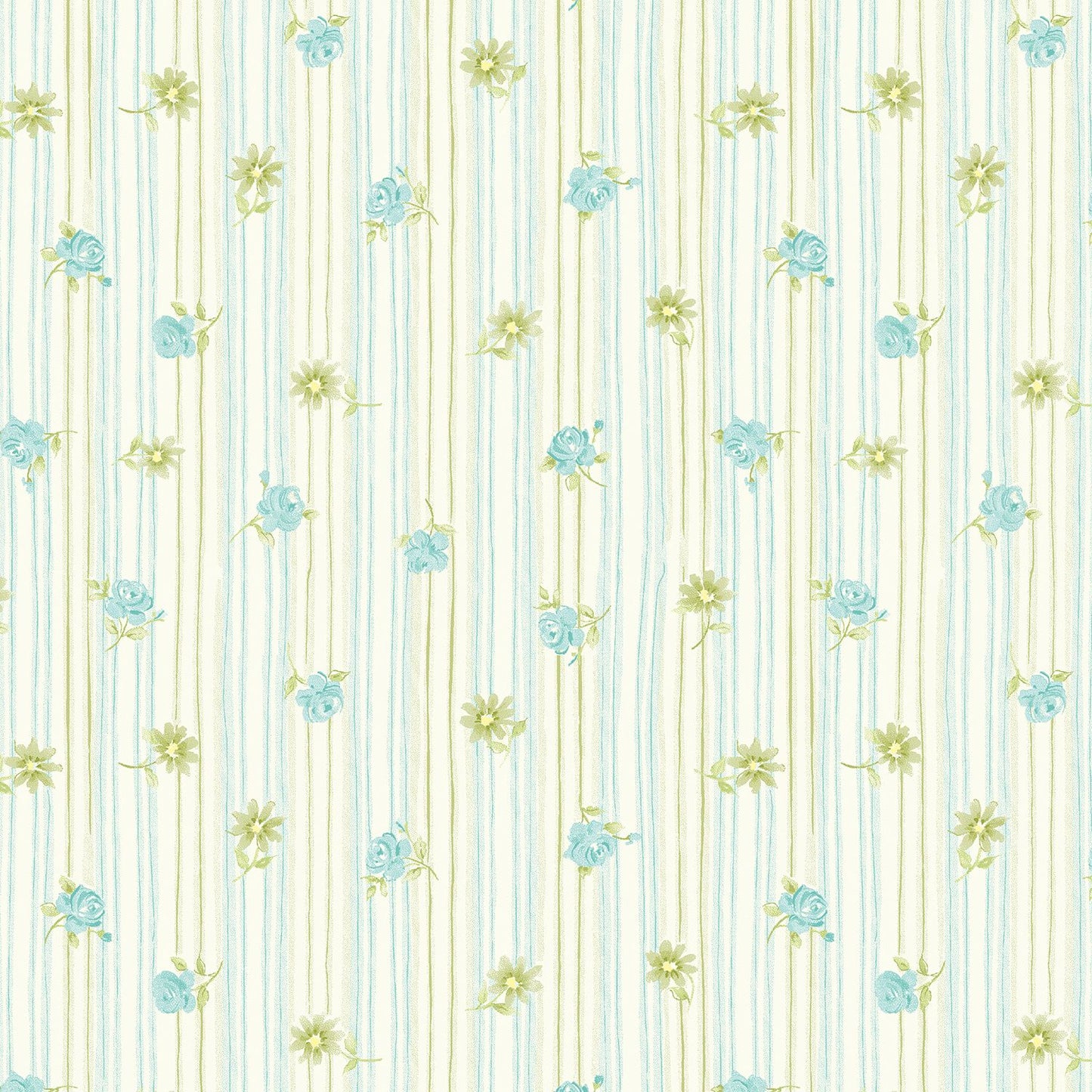 Fabric 5 Yard Bundle SWEET BABY ROSE (Blue) by Dover Hill for Benartex - Quilt Shop Quality - 5 Different 1 Yard Cuts