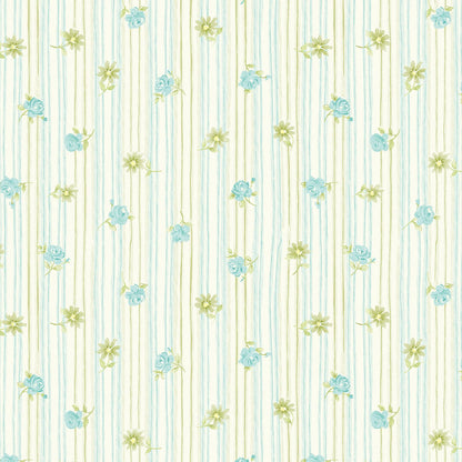 Fabric 5 Yard Bundle SWEET BABY ROSE (Blue) by Dover Hill for Benartex - Quilt Shop Quality - 5 Different 1 Yard Cuts