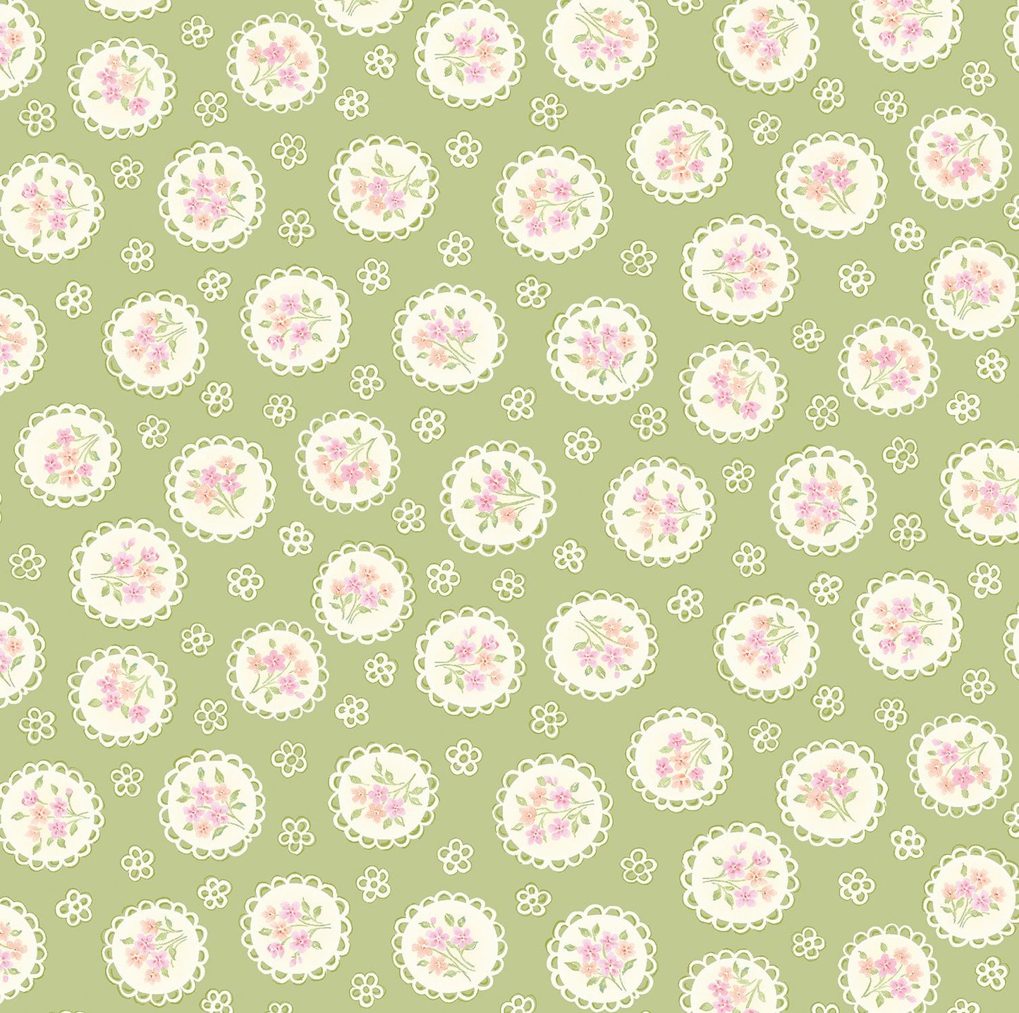 Fabric 5 Yard Bundle SWEET BABY ROSE (Blue) by Dover Hill for Benartex - Quilt Shop Quality - 5 Different 1 Yard Cuts