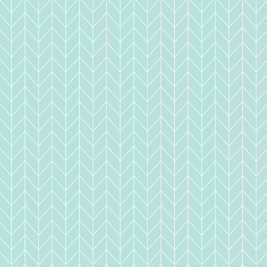 43-44" Wide VINTAGE FLORA Aqua Chevron Quilt Fabric by Kimberbell for Maywood Studio - Sold by the Yard