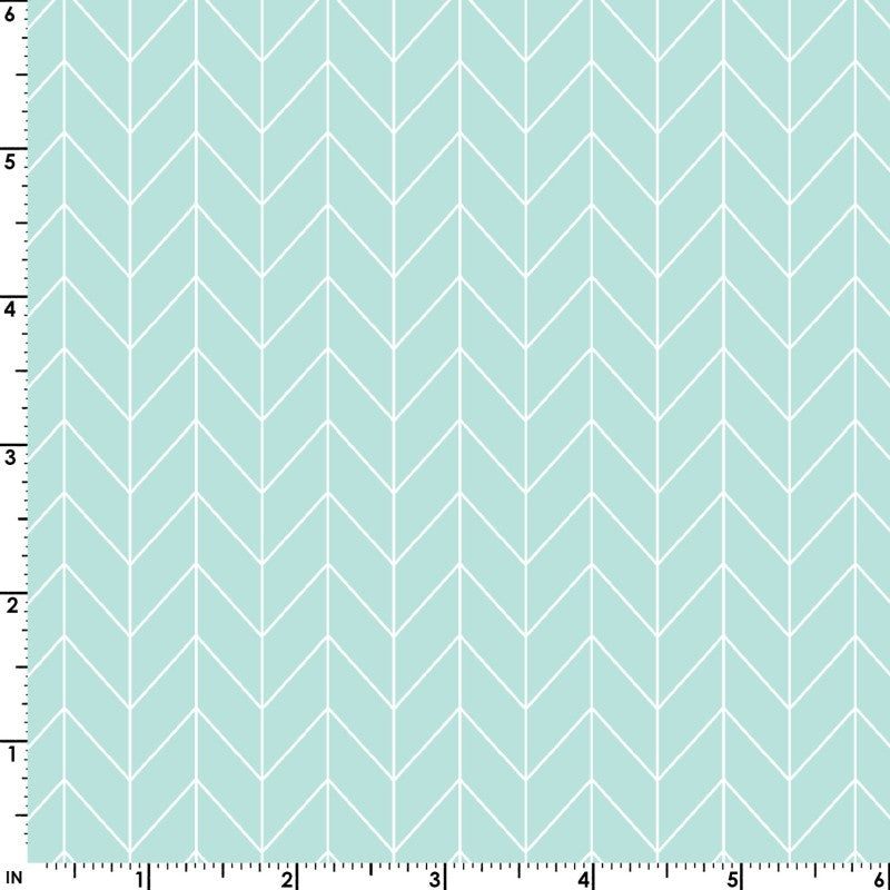 43-44" Wide VINTAGE FLORA Aqua Chevron Quilt Fabric by Kimberbell for Maywood Studio - Sold by the Yard