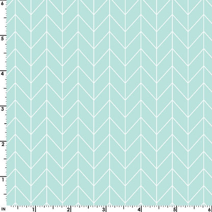 43-44" Wide VINTAGE FLORA Aqua Chevron Quilt Fabric by Kimberbell for Maywood Studio - Sold by the Yard