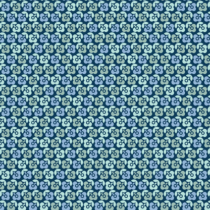 43-44" Wide VINTAGE FLORA Dark Blue Lucky Flower Quilt Fabric by Kimberbell for Maywood Studio - Sold by the Yard