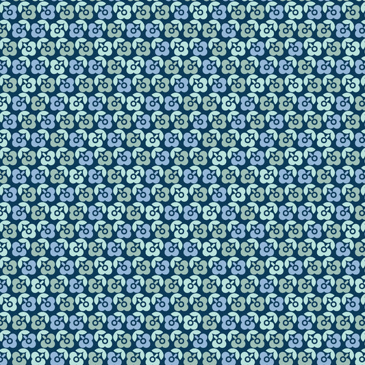 43-44" Wide VINTAGE FLORA Dark Blue Lucky Flower Quilt Fabric by Kimberbell for Maywood Studio - Sold by the Yard