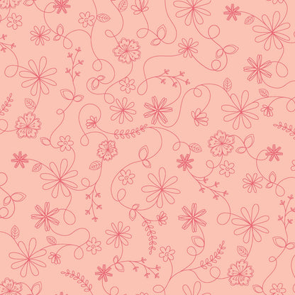 43-44" Wide VINTAGE FLORA Pink Floral Swirl Quilt Fabric by Kimberbell for Maywood Studio - Sold by the Yard
