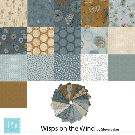 Fat Quarter Bundle Quilt Fabric | QT Fabrics Wisps on the Wind Collection  | 16 Pieces