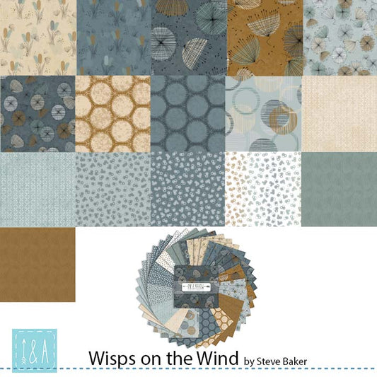 Charm Pack Quilt Fabric | QT Fabrics Wisps on the Wind Collection  | 5" Squares | 42 Pieces