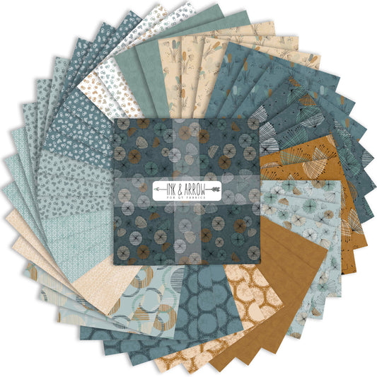 Layer Cake Quilt Fabric | QT Fabrics Wisps on the Wind Collection  | 10" Squares | 42 Pieces
