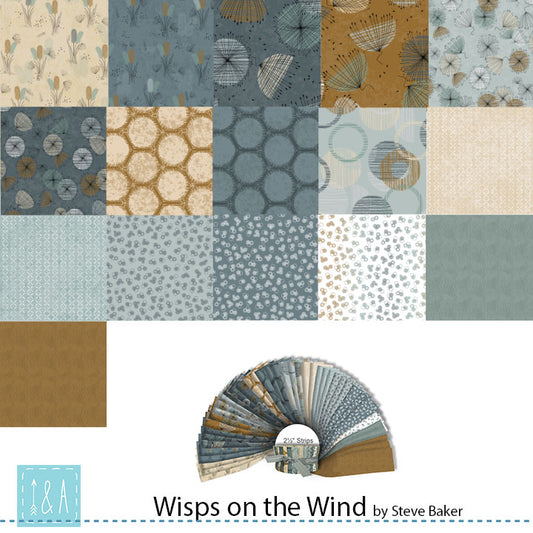 Jelly Roll Quilt Fabric | QT Fabrics Wisps on the Wind Collection | 2 1/2" Strips | 40 Pieces