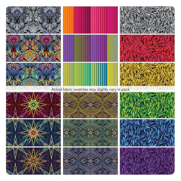 18 Fabric Fat Quarter Bundle - What If by Paula Nadelstern for Benartex Artistry