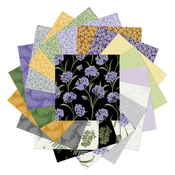 Fabric Layer Cake Whispering Lilies by Jackie Robinson for Benartex Traditions - 10" Squares