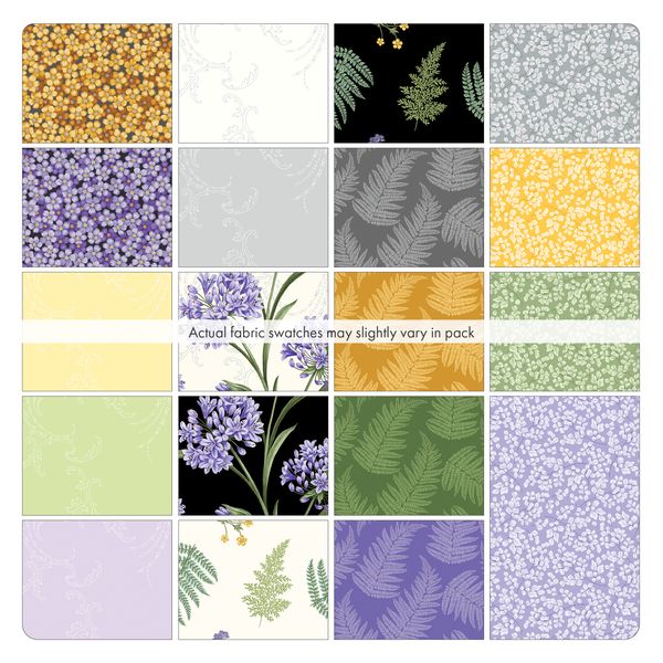 Fabric Layer Cake Whispering Lilies by Jackie Robinson for Benartex Traditions - 10" Squares