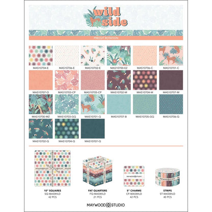 Fat Quarter Bundle Quilt Fabric Wild Side Collection | Maywood Studio - 21 Pieces