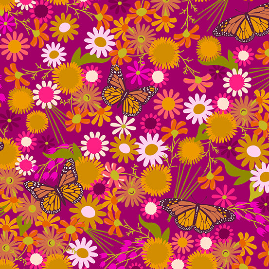 43-44" Wildflowers by Alison Glass and Century Rainbow Created by Andover Fabrics 6 Yard Bundle - Purple