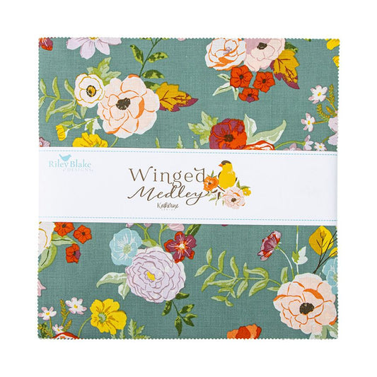 Precut Fabric Layer Cake Winged Medley by Katherine Lenius for Riley Blake Designs - 10" Fabric Squares