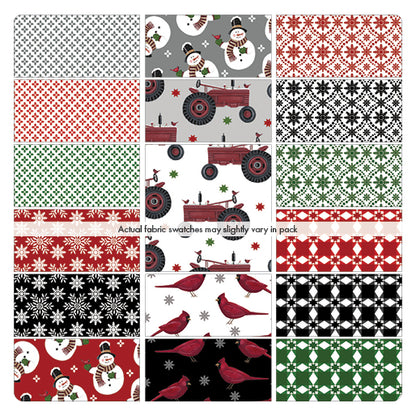 Fabric Fat Quarter Bundle WINTER at the FARM by Dianna Swartz for Benartex Designer Fabrics - 17 Fat Quarters - Quilt Fabric