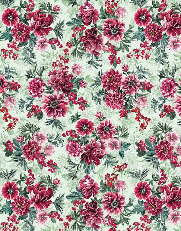 Precut Fabric Fat Quarter Bundle Winterberry Floral by Kanvas Studio for Benartex - 19 Fat Quarters