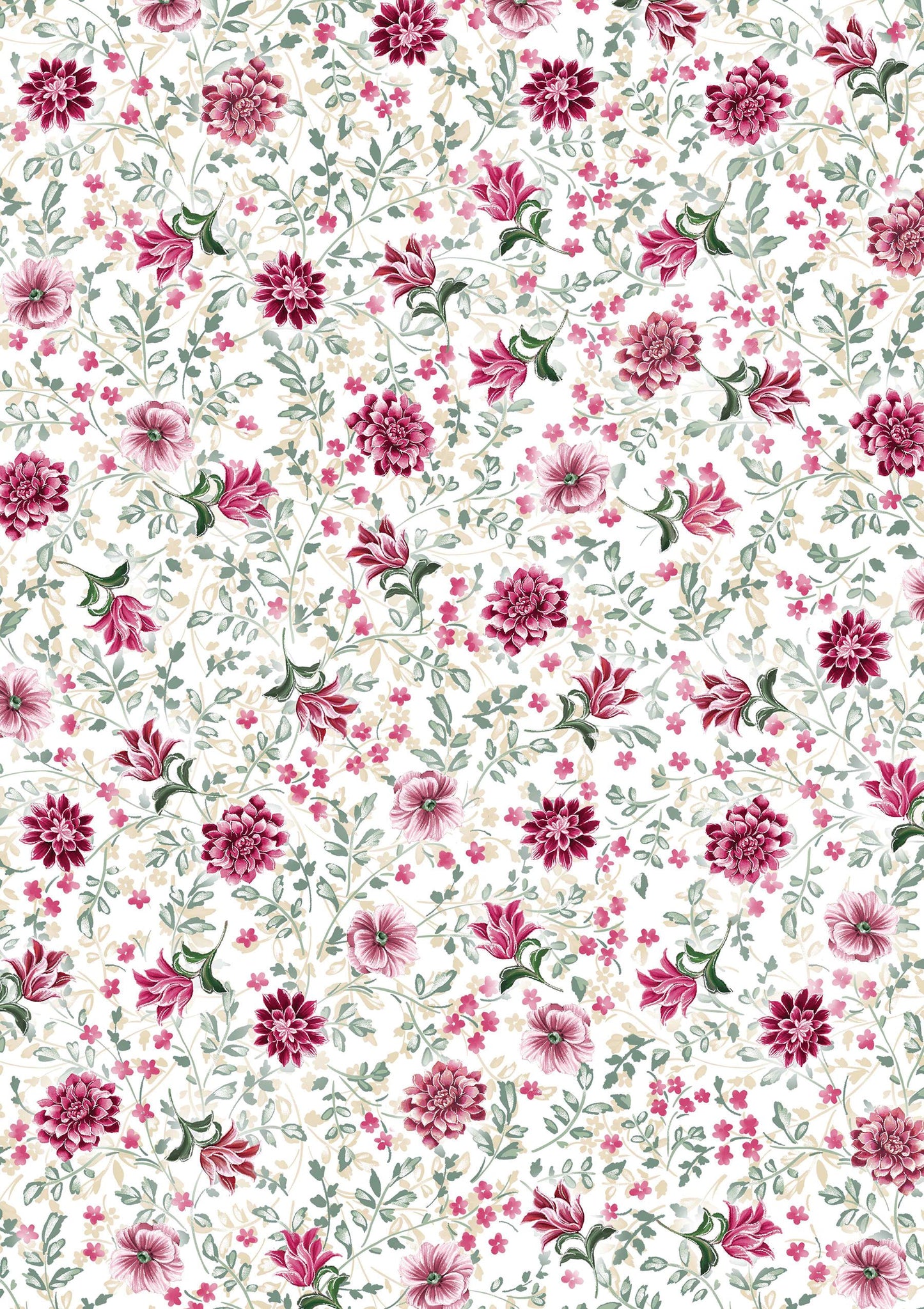 Precut Fabric Fat Quarter Bundle Winterberry Floral by Kanvas Studio for Benartex - 19 Fat Quarters