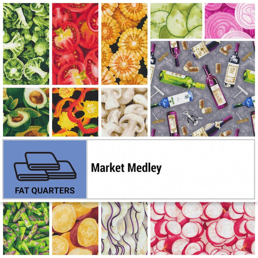 Fabric Fat Quarter Pack Market Medley Fabric Collection by Paintbrush Studio - 20 Different Fat Quarters