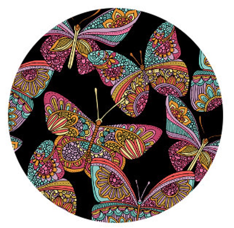 43-44" Wide RAINBOW BUTTERFLIES Black/Multi Quilt Fabric by Valentina Harper for Benartex - Sold by the Yard