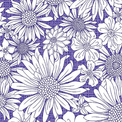 43-44" Wide Purple UPSY DAISY from the Porch Swing Collection Designed by Pat Sloan for Benartex - Sold by the Yard