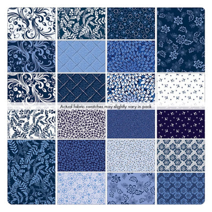 Fabric Layer Cake BLUE RHAPSODY by Kanvas Studio for Benartex - 10" Squares