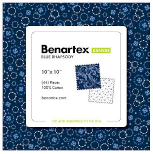 Fabric Layer Cake BLUE RHAPSODY by Kanvas Studio for Benartex - 10" Squares