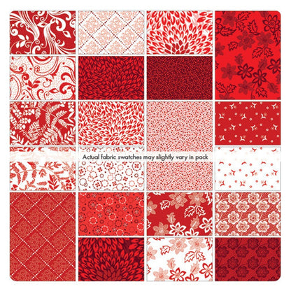 Fabric Layer Cake RED RHAPSODY by Kanvas Studio for Benartex - 10" Squares