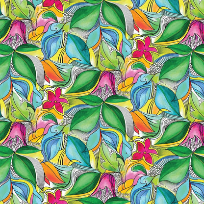 43-44" Wide Contempo's FANTASY GARDEN Lugano Multi Quilt Fabric Designed by Anna Nyman for Benartex - Sold by the Yard