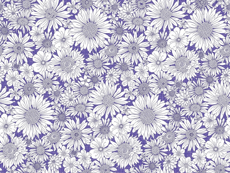 43-44" Wide Purple UPSY DAISY from the Porch Swing Collection Designed by Pat Sloan for Benartex - Sold by the Yard