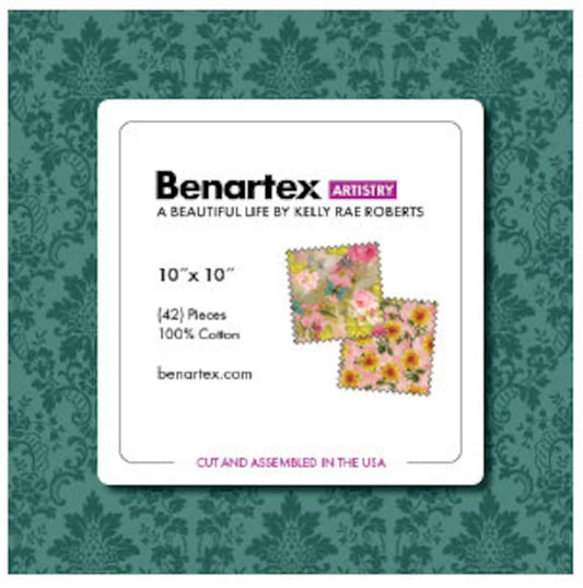 Fabric Layer Cake A BEAUTIFUL LIFE by Kelly Rae Roberts for Benartex Artistry - 10" Squares