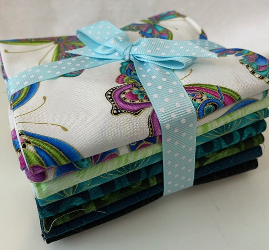 Ann Lauer ALLURING BUTTERFLIES 8 Fat Quarter Fabric Bundle for Benartex Traditions - 8 Different Fat Quarters