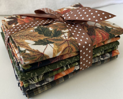 Fall Pumpkin Fabric Fat Quarter Bundle from Benartex - 6 Different Fat Quarters