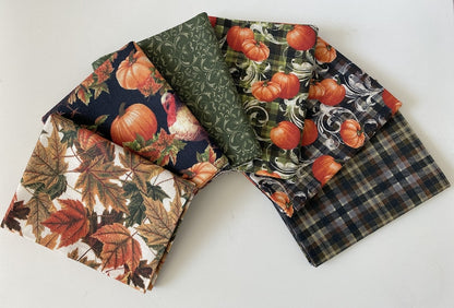 Fall Pumpkin Fabric Fat Quarter Bundle from Benartex - 6 Different Fat Quarters