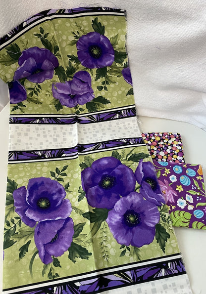 Green and Purple Fabric Fat Quarter Bundle from Benartex - 3 Different Fat Quarters