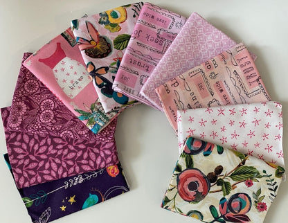 Kelly Rae Roberts INSPIRED HEART 10 Fat Quarter Fabric Bundle for Benartex Artistry - 10 Different Fat Quarters