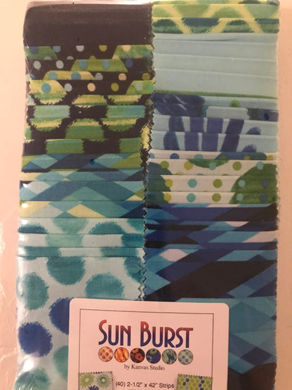 Fabric Design Roll Blue Sun Burst Strip-pies by Kanvas Studio for Benartex - 2 1/2" Wide Fabric Strip Set