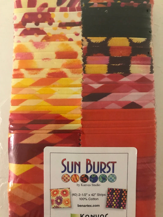 Fabric Design Roll Pink Sun Burst Strip-pies - 2 1/2" Wide Fabric Strip Set - Quilt Fabric