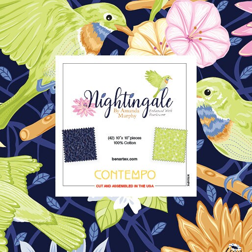 Fabric Layer Cake Nightingale by Amanda Murphy - Contempo Fabrics for Benartex - 10" Quilt Fabric Squares