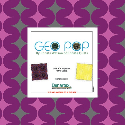 Fabric Layer Cake Geo Pop by Christa Watson of Christa Quilts for Benartex - Quilt Shop Quality - 42 Pre-Cut 10" Squares