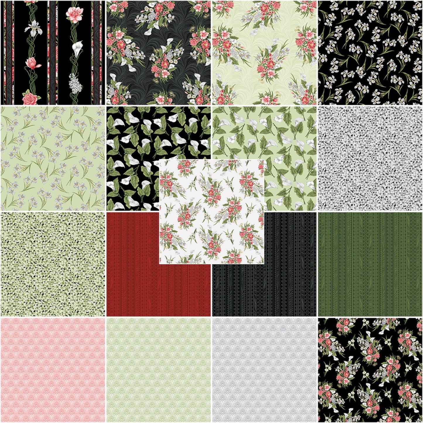 Fabric Design Roll Magnificent Blooms Strip-Pies by Jackie Robinson of Animas Quilts for Benartex - 2 1/2" Wide Fabric Strip Set - Quilt Fabric