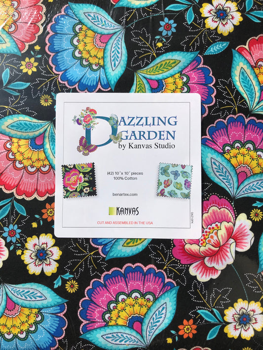Fabric Layer Cake Dazzling Garden by Kanvas Studio for Benartex - Fabric 10" Quilt Fabric Squares