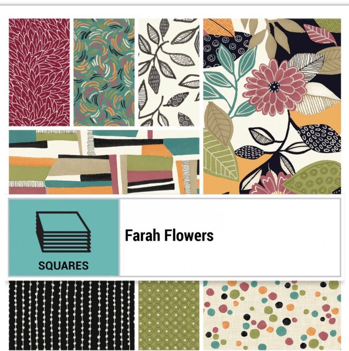 Fabric Layer Cake Farah Flowers by P & B Textiles - 10" Quilt Fabric Squares