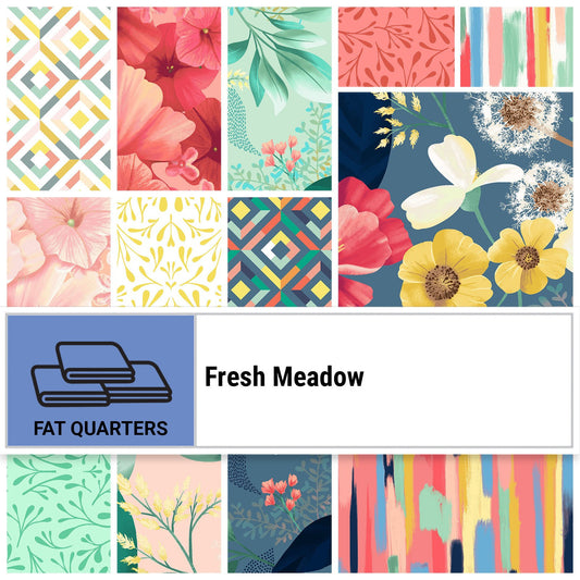 Fabric Fat Quarter Bundle Fresh Meadow by Melissa Lowry for Clothworks - 18 Different Fat Quarters