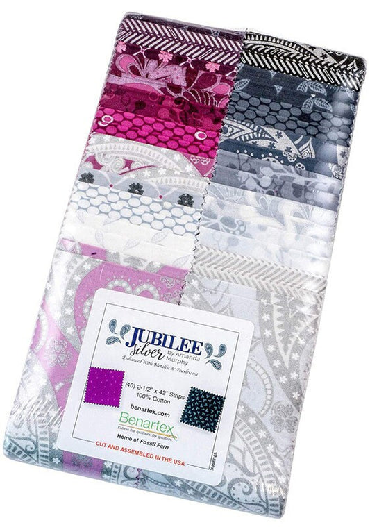 Fabric Design Roll - Jubilee Silver Strip-Pies by Amanda Murphy for Contempo - 2 1/2" Wide Strips - Quilt Fabric