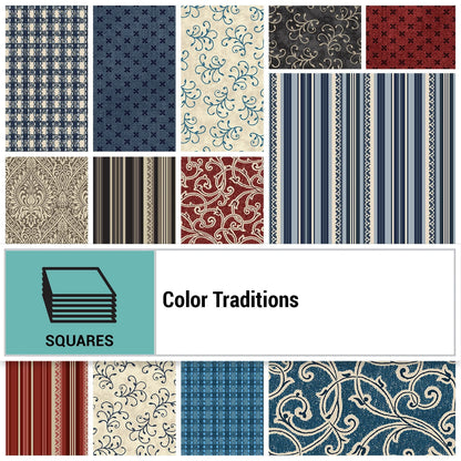 Fabric Layer Cake Color Traditions by Painted Sky Studio for Benartex - 10" Quilt Fabric Squares