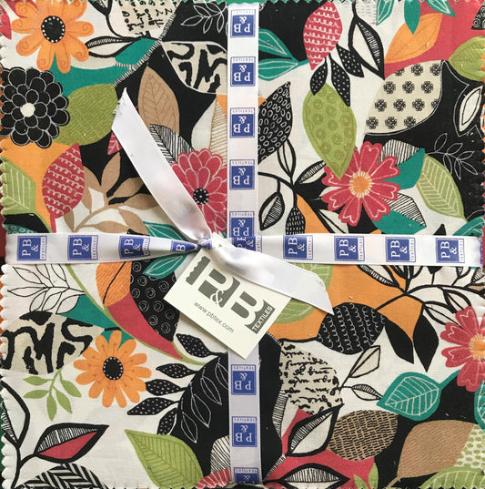Fabric Layer Cake Farah Flowers by P & B Textiles - 10" Quilt Fabric Squares