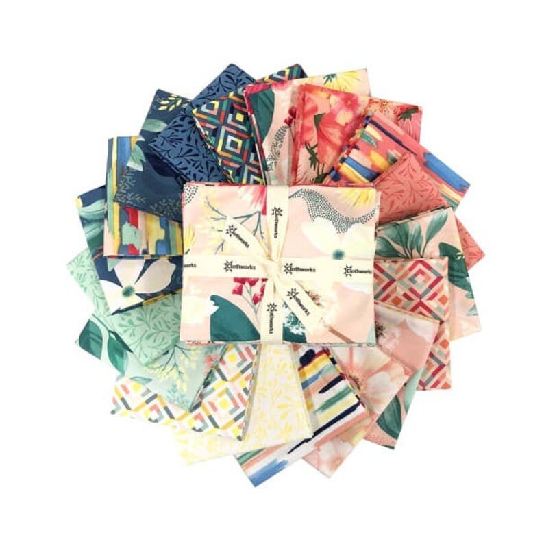 Fabric Fat Quarter Bundle Fresh Meadow by Melissa Lowry for Clothworks - 18 Different Fat Quarters